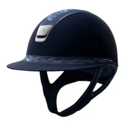 Helmet Samshield Miss Shield Shadowmatt Swarovski Flower Chrome Silver -Equestrian Equipment Store 8238 Samshield MissShieldShadowmattSWFlower BlueFront