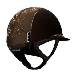 Helmet Samshield Miss Shield Shadowmatt Swarovski Flower Chrome Silver -Equestrian Equipment Store 8238 Samshield MissShieldShadowmattSWFlower BrownBack