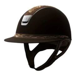 Helmet Samshield Miss Shield Shadowmatt Swarovski Flower Chrome Silver -Equestrian Equipment Store 8238 Samshield MissShieldShadowmattSWFlower BrownFront