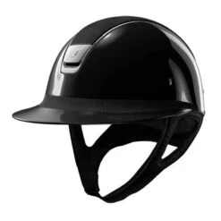 Helmet Samshield Miss Shield Glossy Alcantara Chrome Silver -Equestrian Equipment Store S007 Samshield MissShieldGlossyAlcantara BlackFront