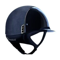 Helmet Samshield Miss Shield Glossy Alcantara Chrome Silver -Equestrian Equipment Store S007 Samshield MissShieldGlossyAlcantara BlueBack
