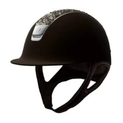 Helmet Samshield Shadowmatt Medley Chrome Silver -Equestrian Equipment Store S014 Samshield Standard Shadowmatt Crystal Fabric Chrome Medley Brown Front