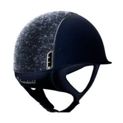 Helmet Samshield Shadowmatt Crystal Fabric Chrome Silver -Equestrian Equipment Store S015 Samshield Standard Shadowmatt Crystal Fabric Chrome Silver Blue Back