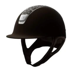Helmet Samshield Shadowmatt Crystal Fabric Chrome Silver -Equestrian Equipment Store S015 Samshield Standard Shadowmatt Crystal Fabric Chrome Silver Brown Front
