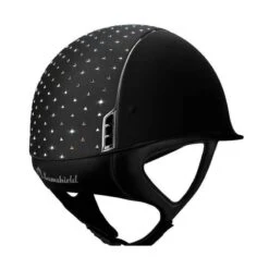 Helmet Samshield Shadowmatt Fancy SW Chrome Silver -Equestrian Equipment Store S016 Samshield Standard Shadowmatt Fancy Swarovski Chrome Silver Black Back