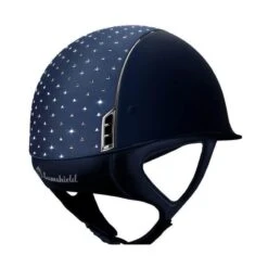 Helmet Samshield Shadowmatt Fancy SW Chrome Silver -Equestrian Equipment Store S016 Samshield Standard Shadowmatt Fancy Swarovski Chrome Silver Blue Back
