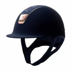 Helmet Samshield Shadowmatt Flower SW Rose Gold -Equestrian Equipment Store S018 Samshield Standard Shadowmatt Flower Swarovski Rosegold Blue Front