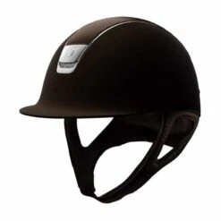 Helmet Samshield Shadowmatt Leather Chrome Silver 14 Helmet Samshield Shadowmatt Leather Chrome Silver -Equestrian Equipment Store S019 Samshield Standard Shadowmatt Leather Chrome Silver Brown Front