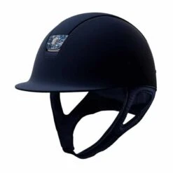 Helmet Samshield Shadowmatt Crystal Fabric Matte Trim -Equestrian Equipment Store S022 Samshield Standard Shadowmatt Shadowmatt Crystal Fabric Blue Blue Front