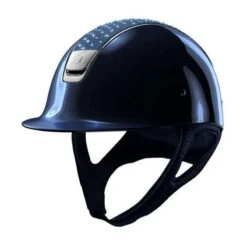 Helmet Samshield Glossy Crystal Comet Chrome Silver -Equestrian Equipment Store S029 Samshield Standard Glossy Crystal Comet Chrome Silver Blue Front