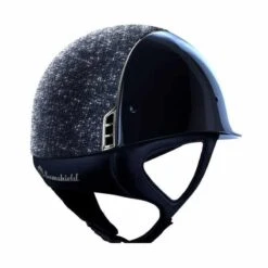 Helmet Samshield Glossy Crystal Fabric Chrome Silver -Equestrian Equipment Store S030 Samshield Standard Glossy Crystal Fabric Chrome Silver Blue Back