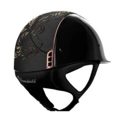 Helmet Samshield Glossy Flower Swarovski Crystal Fabric Rosegold -Equestrian Equipment Store S034 Samshield Standard Glossy Flower Swarovski Crystal Fabric Rosegold Black Back
