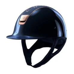 Helmet Samshield Glossy Flower Swarovski Rosegold 10 Helmet Samshield Glossy Flower Swarovski Rosegold -Equestrian Equipment Store S035 Samshield Standard Glossy Flower Swarovski Rosegold Blue Front