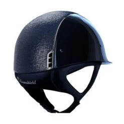Helmet Samshield Glossy Shimmer Chrome Silver -Equestrian Equipment Store S037 Samshield Standard Glossy Shimmer Chrome Silver Blue Back