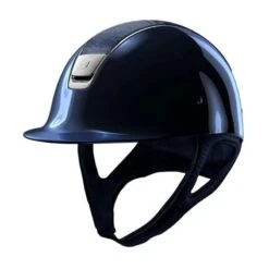 Helmet Samshield Glossy Shimmer Chrome Silver -Equestrian Equipment Store S037 Samshield Standard Glossy Shimmer Chrome Silver Blue Front