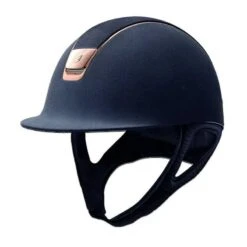 Helmet Samshield Alcantara Rosegold -Equestrian Equipment Store S043 Samshield Alcantara Alcantara Rosegold Blue Front