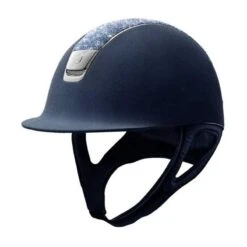 Helmet Samshield Alcantara Crystal Fabric Chrome 12 Helmet Samshield Alcantara Crystal Fabric Chrome -Equestrian Equipment Store S045 Samshield Alcantara Crystal fabric Chrome silver Blue Front
