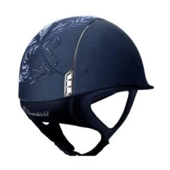 Helmet Samshield Alcantara Flower Swarovski Chrome Silver 11 Helmet Samshield Alcantara Flower Swarovski Chrome Silver -Equestrian Equipment Store S047 Samshield Alcantara Flower Swarovski Chrome silver Blue Back
