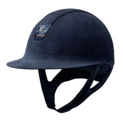 Helmet Samshield Miss Shield Alcantara Crystal Fabric Matte Trim -Equestrian Equipment Store S053 Samshield Miss Shield Alcantara Alcantara Crystal fabric blue Blue Front