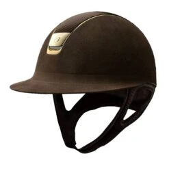Helmet Samshield Miss Shield Alcantara Leather Chrome -Equestrian Equipment Store S062 Samshield Miss Shield Alcantara Leather Chrome Gold Brown Frontkopie