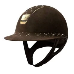 Helmet Samshield Miss Shield Alcantara Lozenge Chrome 14 Helmet Samshield Miss Shield Alcantara Lozenge Chrome -Equestrian Equipment Store S064 Samshield Miss Shield Alcantara Lozenge Chrome Gold Brown Frontkopie