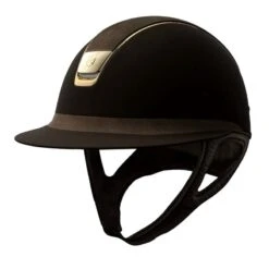 Helmet Samshield Miss Shield Shadowmatt Alcantara Chrome -Equestrian Equipment Store S081 Samshield Miss Shield Shadowmatt Alcantara Chrome Gold Brown Front
