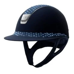 Helmet Samshield Miss Shield Shadowmatt Crystal Comet Chrome Silver -Equestrian Equipment Store S082 Samshield Miss Shield Shadowmatt Crystal Comet Chrome Silver Blue Front