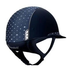 Helmet Samshield Miss Shield Shadowmatt Fancy Swarovski Chrome Silver -Equestrian Equipment Store S084 Samshield Miss Shield Shadowmatt Fancy Swarovski Chrome Silver Blue Back