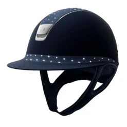 Helmet Samshield Miss Shield Shadowmatt Fancy Swarovski Chrome Silver -Equestrian Equipment Store S084 Samshield Miss Shield Shadowmatt Fancy Swarovski Chrome Silver Blue Front