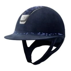 Helmet Samshield Miss Shield Alcantara Crystal Leaf Chrome Silver -Equestrian Equipment Store S099 Miss Shield Alcantara Crystal Leaf Chrome Blue 1